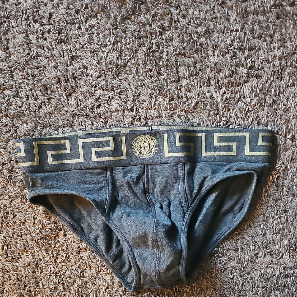 Versace Gray Briefs with Gold Trim